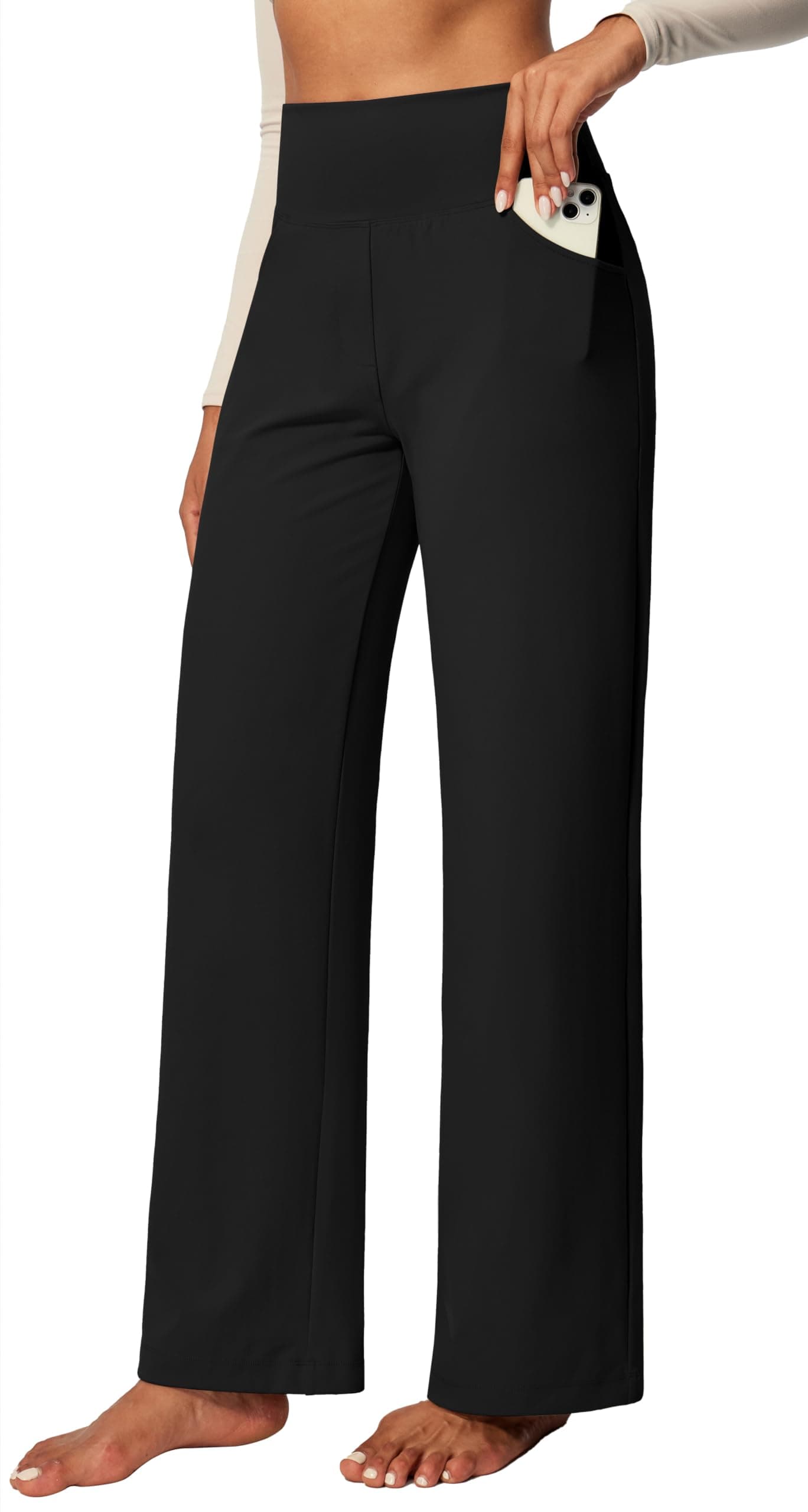 Yoga Pants with Pockets for Women Wide Leg Dress Pants High Waist Stretch
