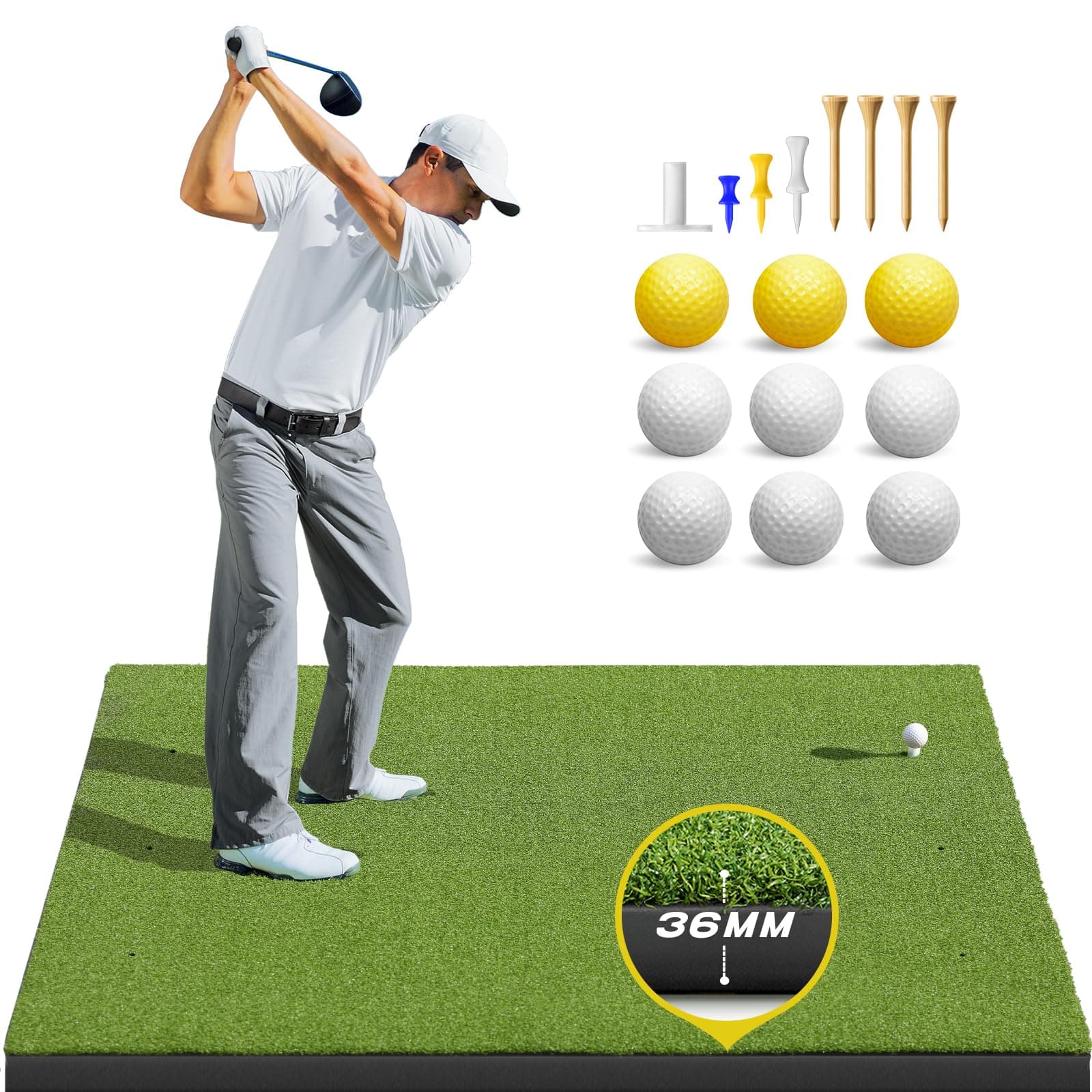 Bltend Golf Mat 36mm: 5x4ft/6x4ft Golf Hitting Mat Practice Outdoor Indoor