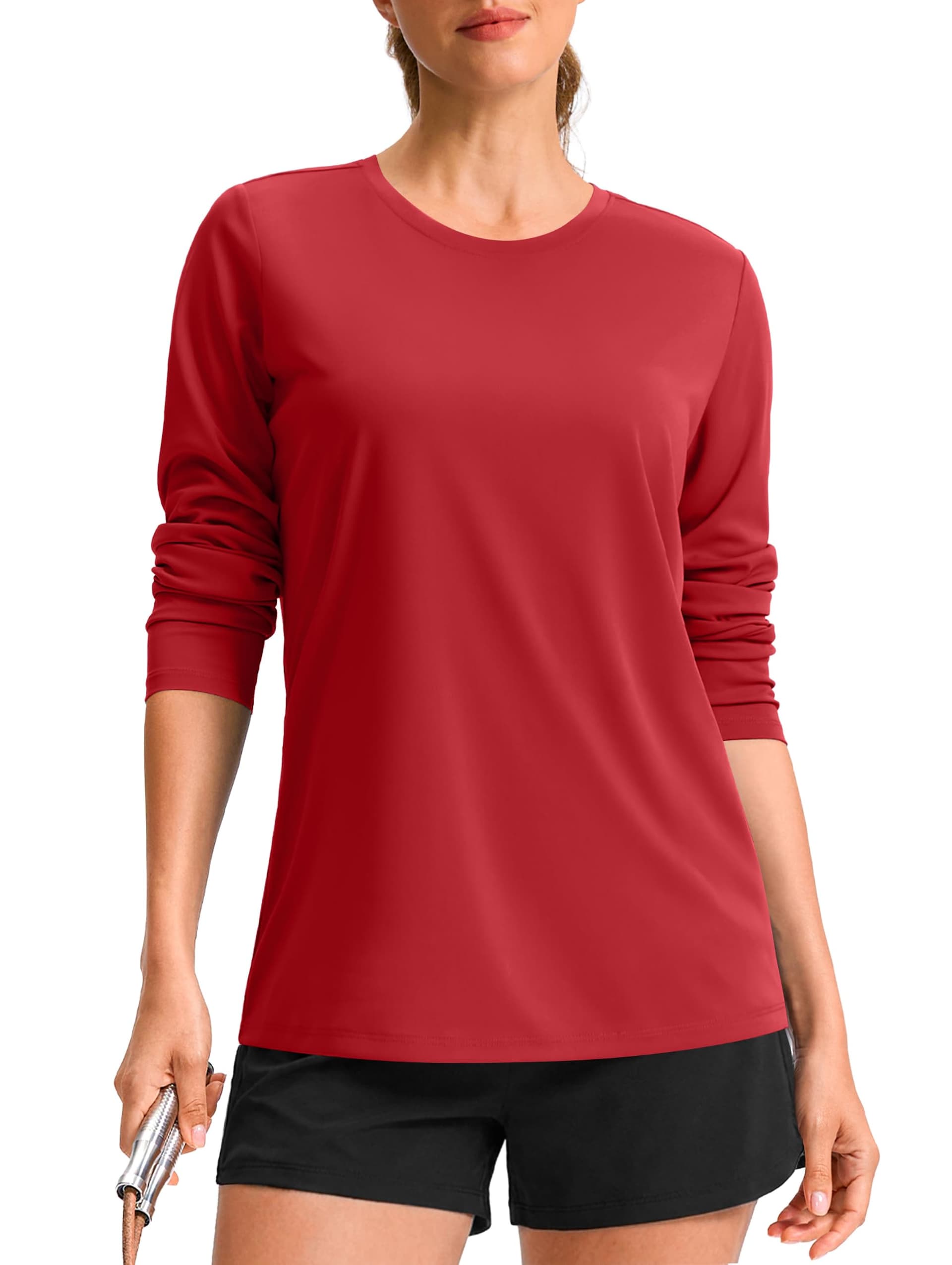 Long Sleeve Workout Tops for Women Lightweight Athletic Running Shirt S-3XL