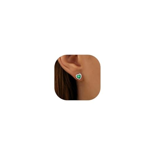 BAYLAY Birthstone Earrings for Women, S925 Sterling Silver Earrings Heart Birthstone Stud Earrings with Cubic Zirconia Birthday Jewelry Mothers Day Gifts for Women Mom Grandma — image 1