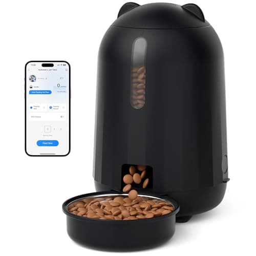 PAPIFEED Automatic Cat Feeder with App, WiFi Auto Cat Feeder, 3L Slow-Feed Cat Food Dispenser for Dry Food, Dual Power Supply Timed Pet Feeder for Small Dog, 10 Meals/Day, 6 Portions/Meal, Black — image 1