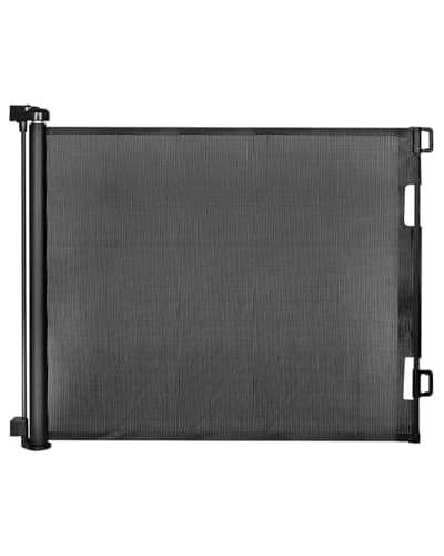 Veraste Retractable Baby Gate for Doorways and Stairs, Mesh Safety Gate for Pet, Indoor & Outdoor Use, One-Hand Operation, Easy Installation, 33.6" Tall, Expands to 55" WideďźBlack,33.6"x55")