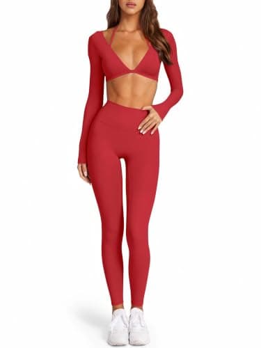LASLULU Women 2 Piece Workout Sets Padded Halter Sports Bras Yoga Leggings — image 1