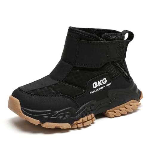 Kids Snow Ankle Boots Waterproof Winter Shoes for Boys Girls Children Youth, Anti-Slip Hook & Loop Zip Insulated Lined for Outdoor Cold Weather Hiking — image 1