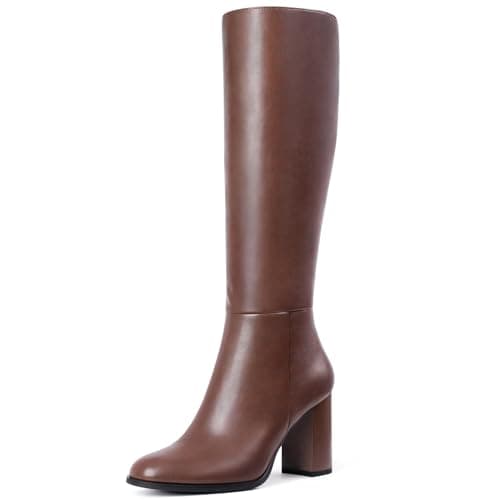 Lumeheel Women Knee High Boots - Round Toe Chunky Heel Tall Boots with Side Zip, Fashion Long Gogo Boots for Fall Winter — image 1