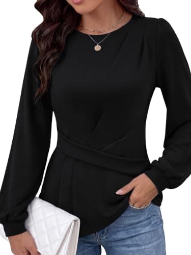 Women's Long Sleeve Peplum Shirts 2026 Dressy Business Casual Tops — image 1