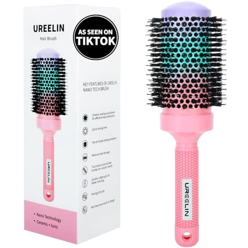 UREELIN Round Brush for Blow Out - 2.1 Inch Large Nano Thermal Ceramic & Ionic with Boar Bristles - Salon Blow Drying Hair Brush for Drying,Volumizing, Curling, Shine & Smooth Styling — image 1