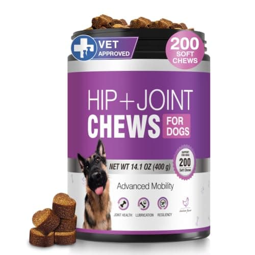 Hip and Joint Supplement for Dogs 200ct, Glucosamine Chondroitin for Dogs | Hip & Joint Care, Soft Chews, Dog Arthritis Pain Supplement, Mobility Treats for Small/Medium/Large Dog MSM for Dogs, Chicken — image 1