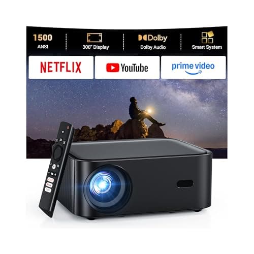 HAPPRUN 1500 ANSI Lumens Built-in Streaming App Full HD Smart Projector | 4K Projector, Supports WiFi and Bluetooth, Dolby Audio, 300-inch Large Screen, Suitable for Home, Outdoor, and Indoor Viewing — image 1
