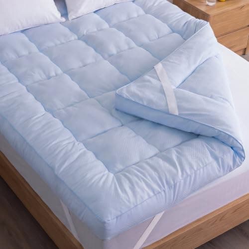 Nisleep Mattress Topper Queen Pillow Top Soft Plush for Back Pain | Fluffy Comfort Soft, Plush Cushioning, Queen Bed Fit, Breathable Airy Fiber Fill, Anchor Straps, Secure Fit, Less Shifting — image 1