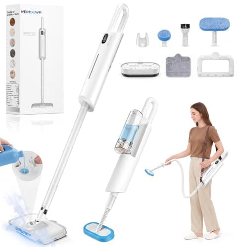Steam Mop 13-in-1Detachable Handheld Steam Cleaner for Home, White | 380ml Removable Filtering Water Tank, Straps, 2 Levels of Steam, Display Screen Steamer for for Hardwood,Cloths and Carpet — image 1