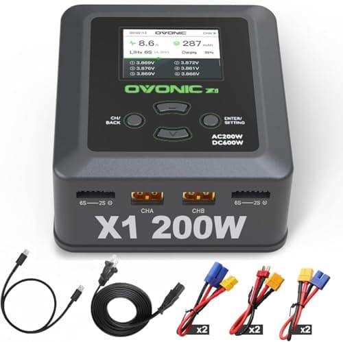 OVONIC X1 Dual RC LiPo Battery Balance Charger for 1S-6S LiPo, LiHV, Life, NiMH, NiCd Batteries, AC 200W / DC 600W 15A Smart Fast Charger with Sync Charging Mode — image 1