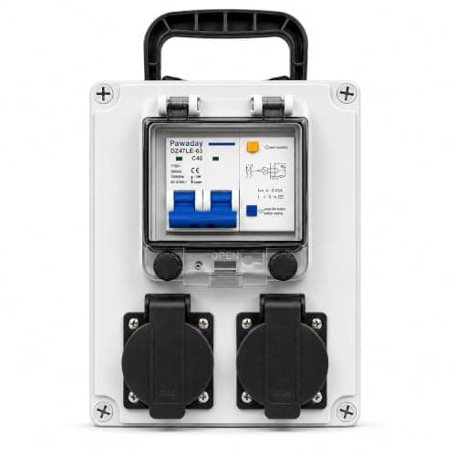 Power Distribution Box, Portable 110V Breaker Box with NEMA 5-20 Outlet, IP65 Weatherproof Temporary Power Outlet Box for Construction Sites, Factories and Workshops — image 1