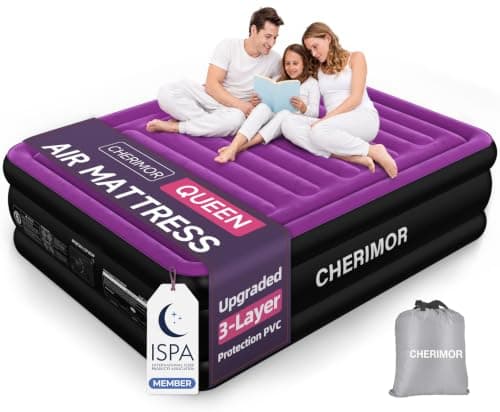 CHERIMOR Air Mattress Queen with Built in Pump, Anti-Sag Horizontal Beam | 18in Raised Blow Up Mattress, 3-Min Inflation, 800 lb Heavy-Duty Support, Reinforced PVC, Air Bed for Home Guests Camping — image 1