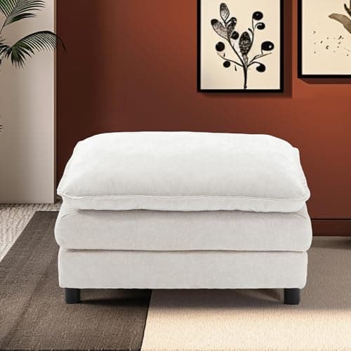 35 inch Chenille Cloud Ottoman. Foot Stool with Double-Layer Padded Seat — image 1