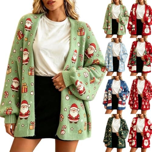 Christmas Sweaters for Women Thermal Santa Pattern Fleece — image 1