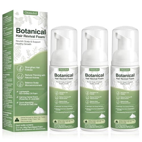 Hair Growth Oil Foam with Rosemary and Castor Oil Vegan Natural Formula for Thinning Hair Organic Plant Based Scalp Treatment Non Greasy Hair Regrowth Support for Men and Women 3 Bottles Each 2.11 oz — image 1