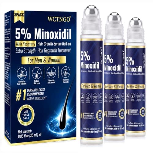 5% Minoxidil Hair Growth Serum Roll-On for Men & Women, Scalp Applicator for Hair Regrowth Treatment with Rosemary & Biotin, Fast-Absorb Herbal Blend, Non-Greasy, Easy Dosage Control, 3pack(2.6oz) — image 1