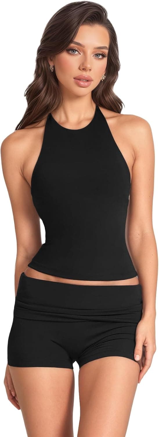 YZMJAFU Womens Halter Neck Sleeveless Top
