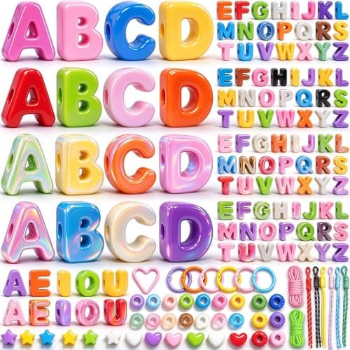 Embemirala 199PCS 20mm Chunky Bubble Letter Beads Kit with 6mm Large Hole | 4 Full A-Z and 10 AEIOU Mixed Colorful Acrylic Alphabet Beads for Paracord,DIY Bracelets,Bag Charms and Keychains — image 1