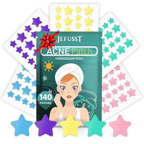 Jefusst Star Acne Pimple Patch 140 Counts, Hydrocolloid Acne Patches for Face, Purple, Blue, Green, Pink and Yellow — image 1