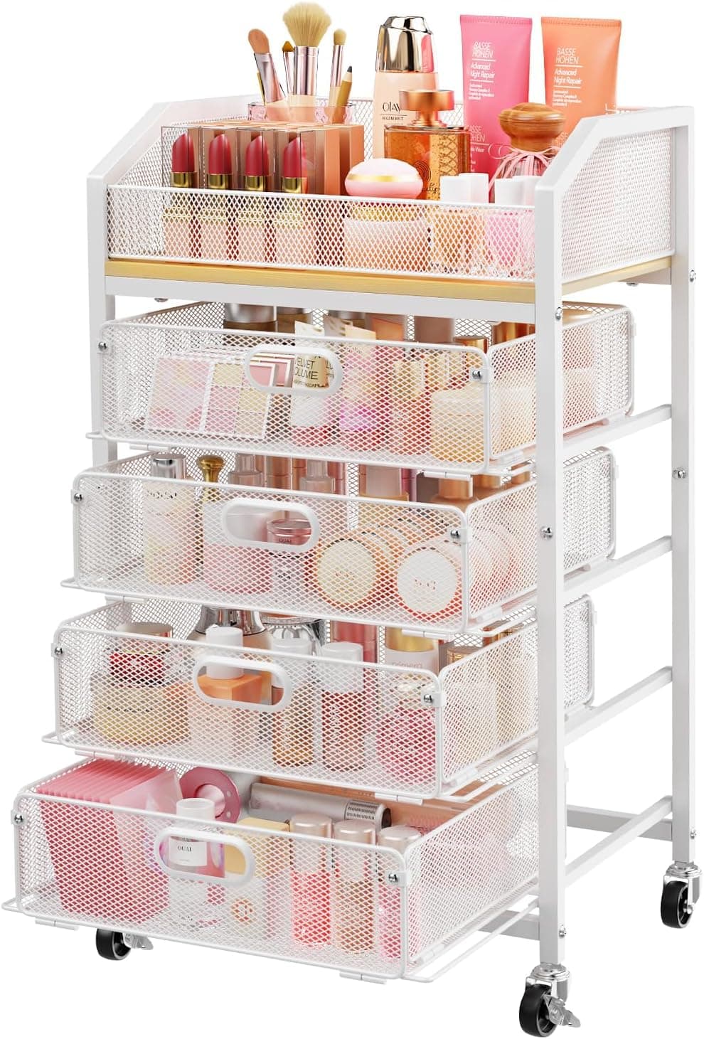 SUNALLY Makeup Organizer Cart with 4 Drawers