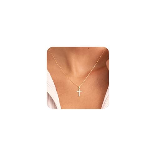 JNZSSWHJJH Easter Basket Stuffers - Cross Necklace for Women 18K Gold Plated Cross Necklace Dainty Gold Necklace for Women Teens Girls Gold Jewelry Easter Religious Christian Gifts — image 1