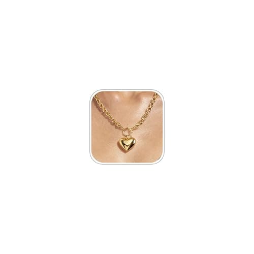 Punhem Chunky Gold Necklace for Women - 14K Gold/Silver Plated Trendy Dainty Non Tarnish Thick Chain Statement Charm Necklace with Vintage Toggle Clasp Fashion Jewelry Set Gift — image 1