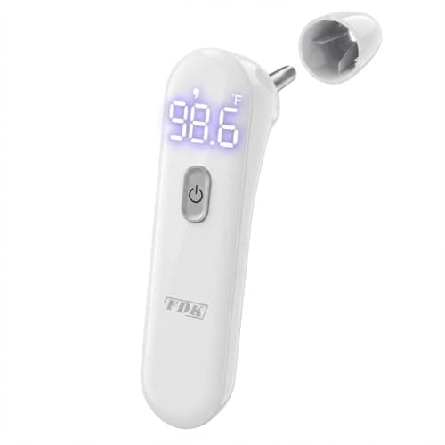 FDK Ear Thermometer for Adults and Kids, FSA Eligible Digital Accurate Ear and Forehead Thermometer Medical Grade with Fever Alarm, 1 Second Fast Reading LED Clear Display Silent Mode