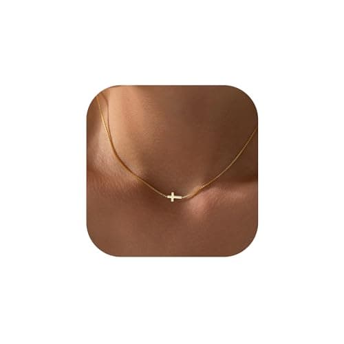 JNZSSWHJJH Easter Basket Stuffers - Cross Necklace for Women 18K Gold Plated Cross Necklace Dainty Gold Necklace for Women Teens Girls Gold Jewelry Easter Religious Christian Gifts — image 1