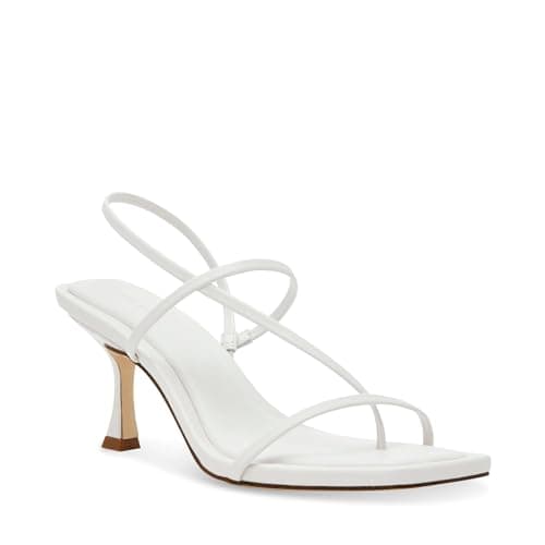 Steve Madden Women's Locke Heeled Sandal, White Leather, 10