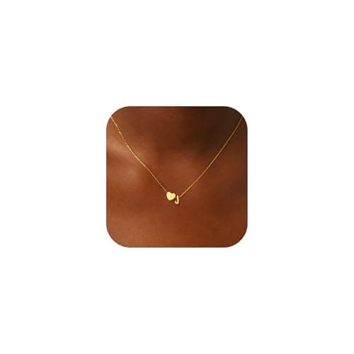 JNZSSWHJJH Heart Initial Necklaces for Women Girls, 18K Gold Plated A-Z Initial Necklace Tiny Heart Necklace Dainty Gold Initial Necklaces for Women Trendy Jewelry Gifts for Teen Girls — image 1