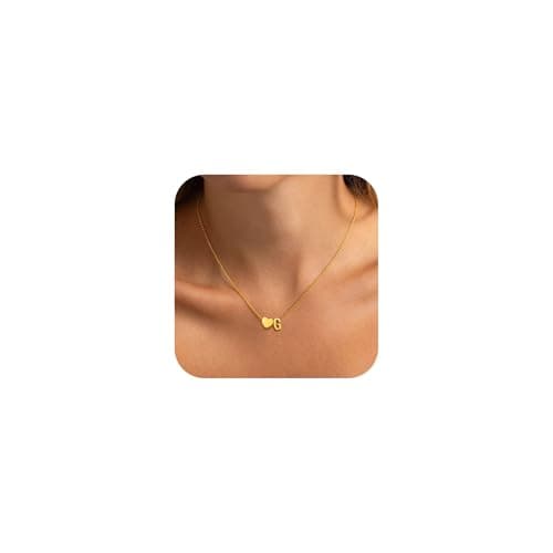 JNZSSWHJJH Heart Initial Necklaces for Women Girls, 18K Gold Plated A-Z Initial Necklace Tiny Heart Necklace Dainty Gold Initial Necklaces for Women Trendy Jewelry Gifts for Teen Girls — image 1