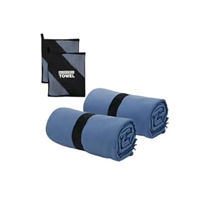 Yaozoon Microfiber Camping Towel for Face Quick Dry Lightweight Small Travel Body Beach Swimming Cycling Fishing Hiking Backpacking Towels(Navy Blue, 2 Pack S)