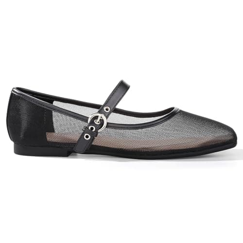 ATHMILE Women's Leopard Mesh Flats for Women Mary Janes Shoes Women Square Toe Ballet Flats with Adjustable Strap, Slip-On Comfortable Casual Dress Shoes for Office, Date Night and Daily Wear — image 1