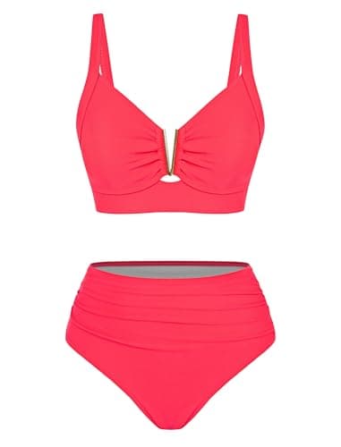 ZAFUL Womens High Waisted Bikini Sets Two Piece Tummy Control Swimsuits Push Up Full Coverage V-Wire Bathing Suits 2026 — image 1