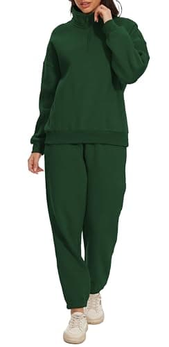 Jeqeocafy Women Oversized Long Sleeve Sweatsuit Half Zip Sweatshirt & High Waisted Pants 2 Piece Outfits With Pockets — image 1