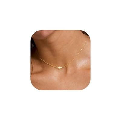 JNZSSWHJJH Easter Basket Stuffers - Cross Necklace for Women 18K Gold Plated Cross Necklace Dainty Gold Necklace for Women Teens Girls Gold Jewelry Easter Religious Christian Gifts