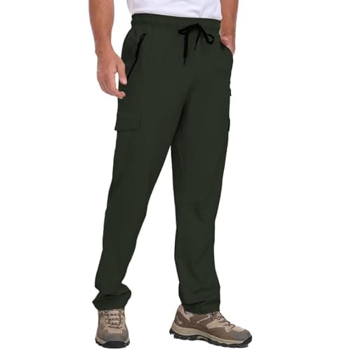 Men's Hiking Pants UPF 50+ Cargo Quick Dry Water Resistant Elastic Waist Zip Pockets Travel Work Lightweight Running — image 1