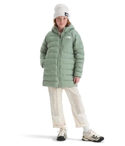 The North Face Girls' Reversible Perrito Parka | Waterproof Jacket with Internal Waist Cinch Cord & Secure Zip Chest Pockets, Slate Moss, Small