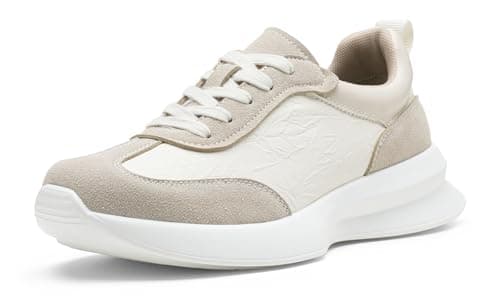 Vepose Women's Fashion Sneakers 2026, 8216 Platform Beige Pu Tennis Walking Shoes with Arch Support, Lightweight Lace up Casual Everyday Footwear, Size 9(CZR8216 Beige pu 09)