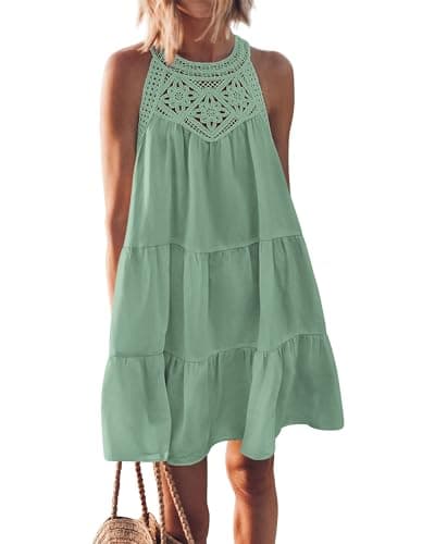 BTFBM Women Summer Dresses 2026 Casual Spring Clothes Sleeveless Halter Neck A-Line Boho Mini Dress Beach Vacation Sundress — image 1