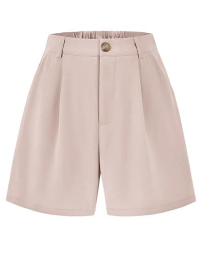 KIRUNDO Shorts for Women Dressy Casual Summer Elastic Waist in the Back Pleated Wide Leg Tailored Work Trouser Shorts — image 1