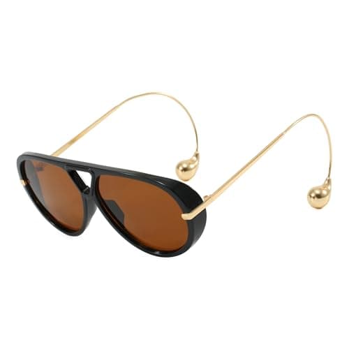 Oversized Retro Aviator Sunglasses for Women Tangle Free Trendy Shades | A larger frame that fits medium and larger faces well,metal UV400 protection aviator sunglasses for women classic — image 1