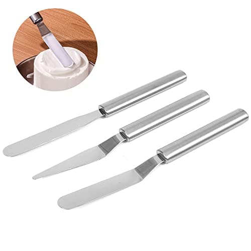 3 pack Cake Decorating Icing Spatulas Stainless Steel, Icing & Decorating Spatulas, Lightweight & Flexible Offset Spatula, Angled Frosting Spatulas for Cake Decorating, Baking — image 1