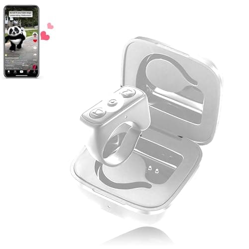 Celuriana Tiktok Scrolling Ring, Page Turner of iOS & Android Tablet Ebook Reading, Bluetooth Connected, Remote Control for iPhone Series, iPad, Android Phone and More (White)