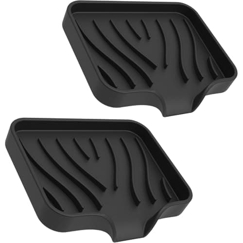 2 Pack Silicone Soap Dish with Drain, Bar Soap Holder for Shower,Bathroom and Kitchen Sink Organizer,Self Draining Waterfall Soap Tray (Black) — image 1