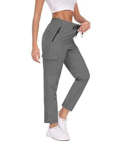 TOIUUI Womens Lightweight Cargo Pants Water Resistant Quick Dry UPF 50+ Elastic Waist Hiking Work Travel Zipper Pockets — image 1