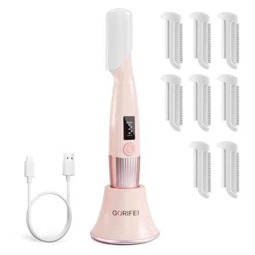 Sonic Dermaplane Razor for Women Face, Gorifei Women's Facial Exfoliation & Peach Fuzz Hair Removal System with 3 Speeds, Anti-Aging–8 Blades–Rechargeable Face Razor (Pink)