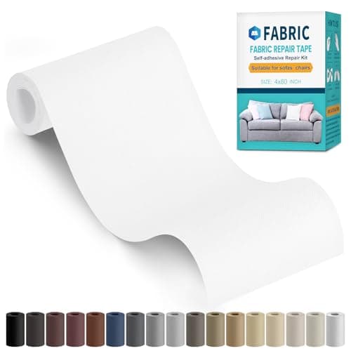 Sgooyir Fabric Repair Tape, Self-Adhesive Couch Patch Repair Fabric Patches for Furniture, Couch Repairing Kit Tape for Upholstery, Carpets, Chairs, Sofas, Pillows Linen 4x80 Inch White — image 1